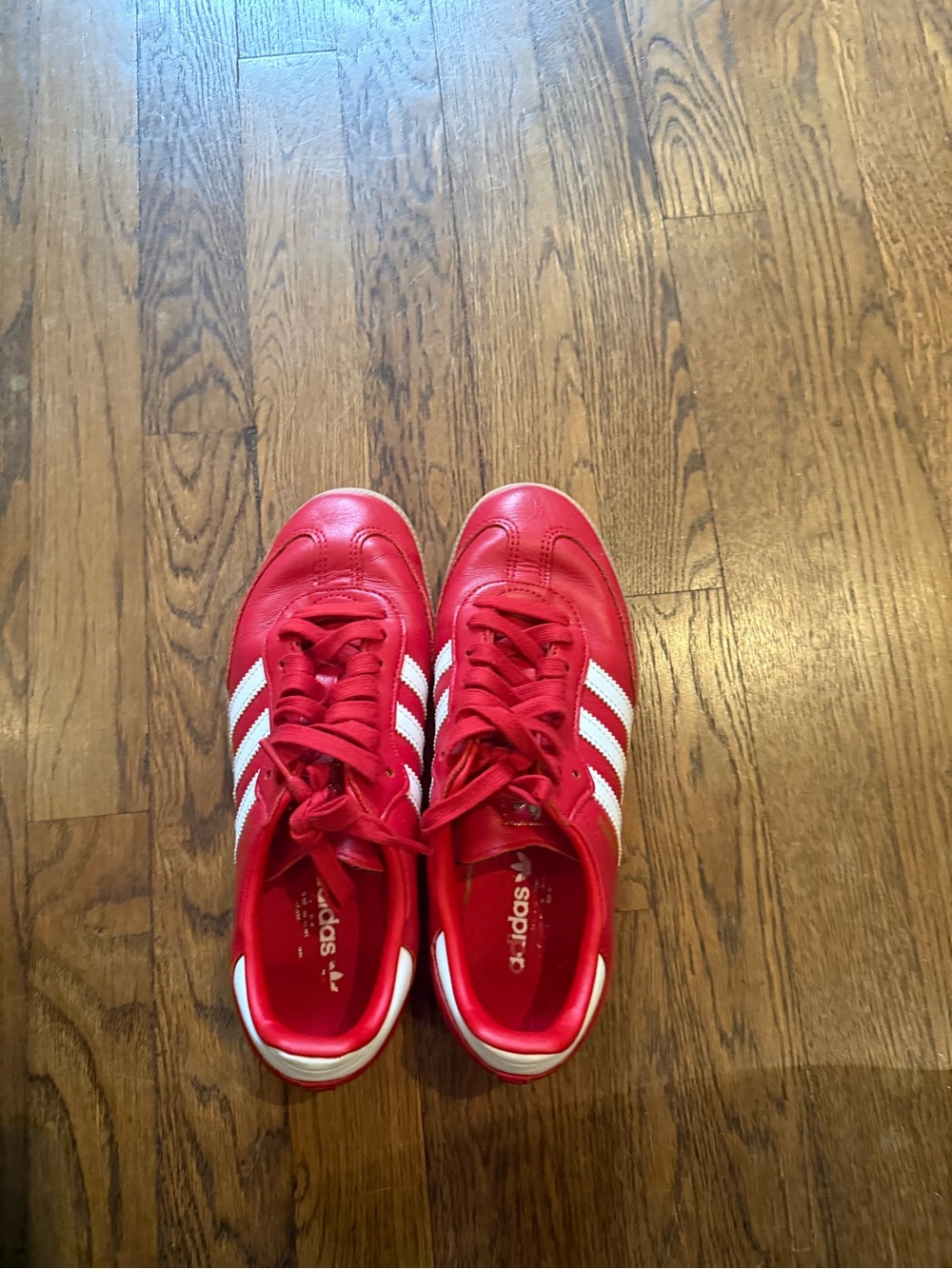 adidas Kids Red Sneakers with White Stripes